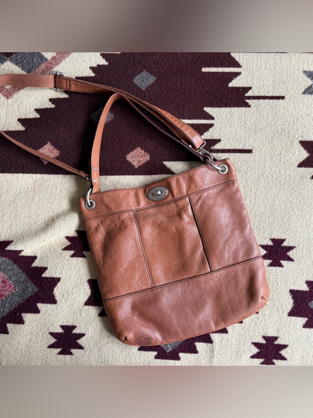 Fossil Brown Leather Shoulder/Crossbody Bag